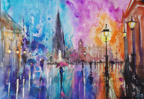 Edinburgh Rain Signed Print