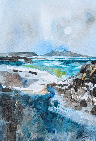 Camusdarach in the Rain, Little Original (framed)