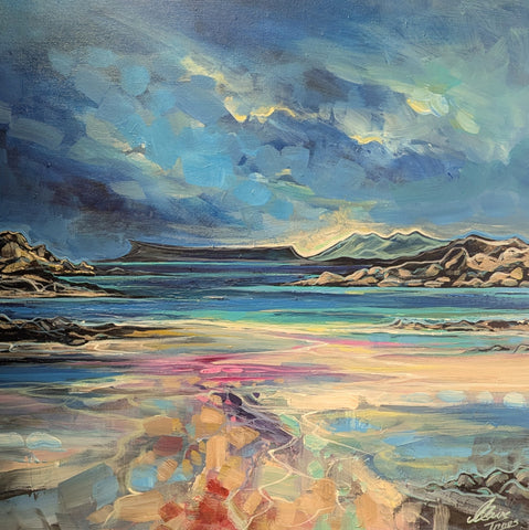 Light on Eigg and Rum , Camusdarach