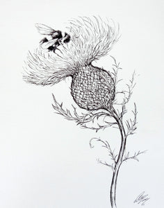 Thistle and Bee Print