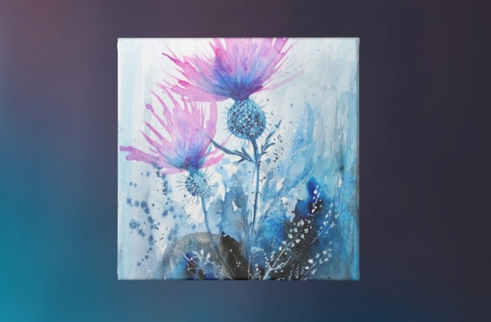 Thistles and White Heather Mini Canvas