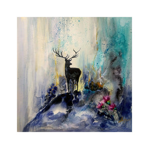 Stag And Thistles - Signed Print
