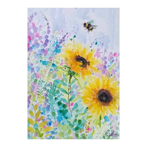 Sunflowers And Bee - Signed Print